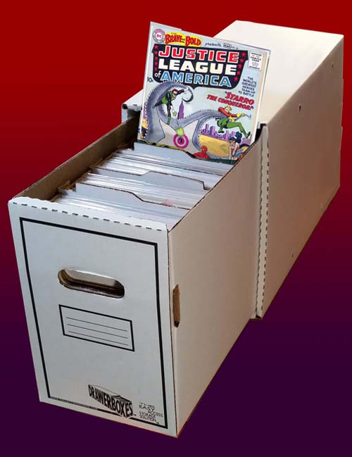 Drawer box with vintage Justice League comic on top