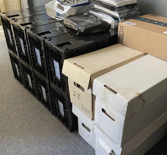 Stack of long boxes and drawer boxes
